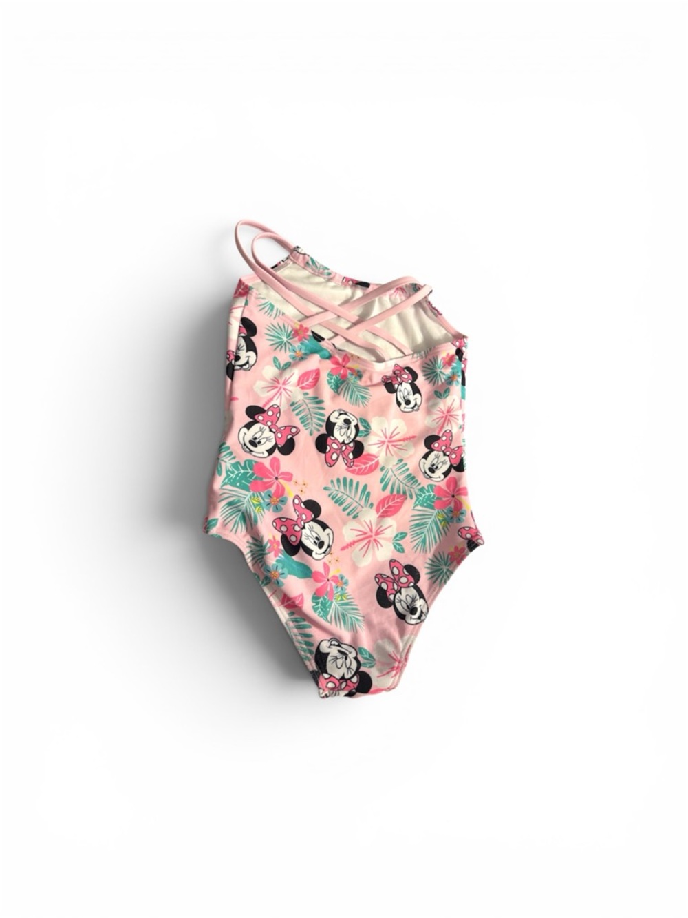 Pink Minnie Mouse One-Piece Swimsuit with Tropical Print